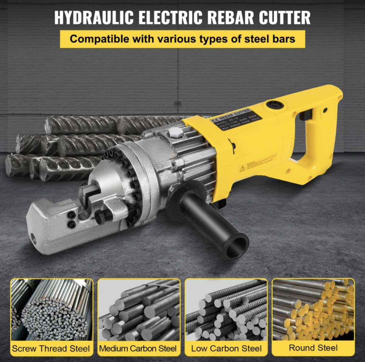 VEVOR Rebar Bender 800W RB16mm( 5/8")Electric Hydraulic Smallsize Grade 60 Rebar