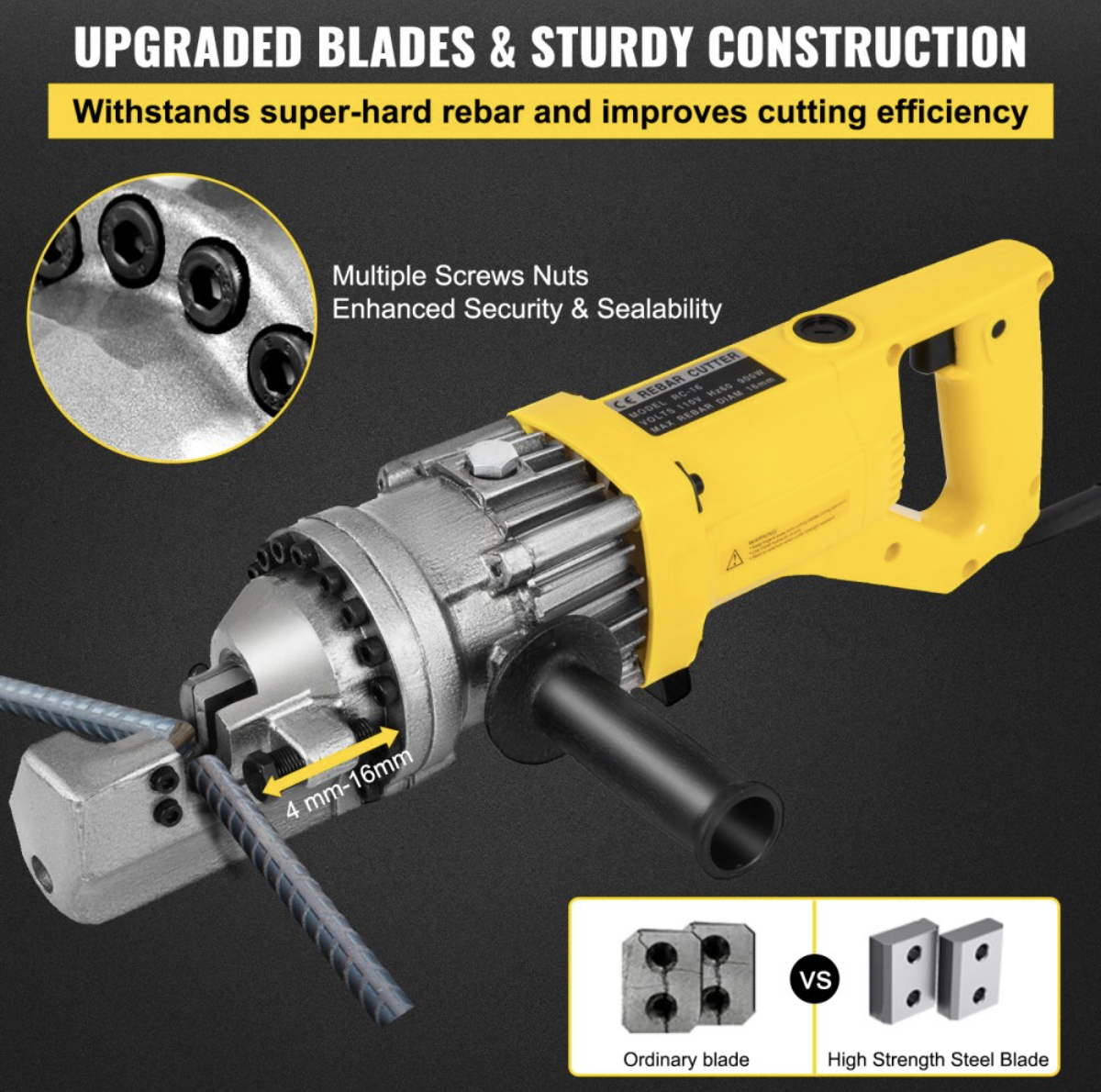 VEVOR Rebar Bender 800W RB16mm( 5/8")Electric Hydraulic Smallsize Grade 60 Rebar